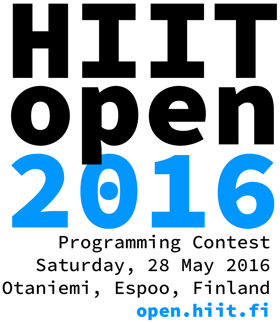 HIIT Open 2016 Programming Contest, Saturday, 28 May 2016, Otaniemi, Espoo, Finland