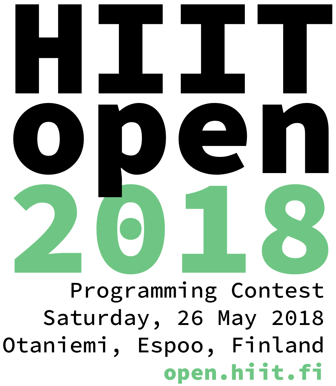 HIIT Open 2018 Programming Contest, Saturday, 26 May 2018, Otaniemi, Espoo, Finland