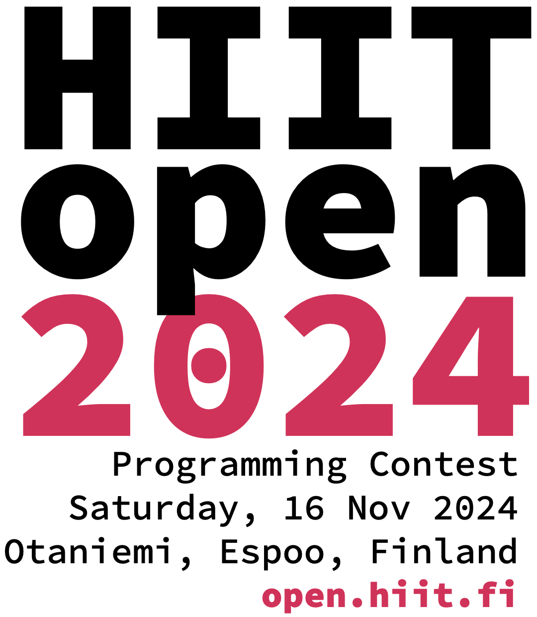 HIIT Open 2024 Programming Contest, Saturday, 16 Nov 2024, Otaniemi, Espoo, Finland